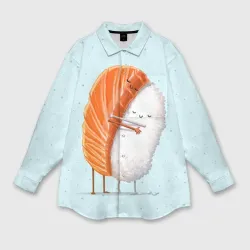 Женская рубашка oversize 3D Суши друзья