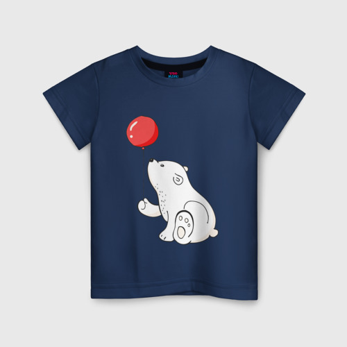 Детская футболка хлопок с принтом Белый Мишка, вид спереди #2