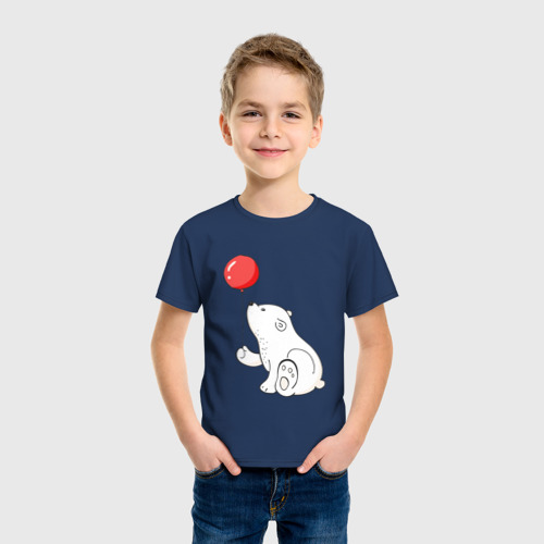 Детская футболка хлопок с принтом Белый Мишка, фото на моделе #1