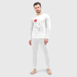 Мужская пижама с лонгсливом хлопок Белый Мишка - фото 2