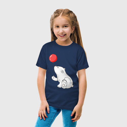 Детская футболка хлопок с принтом Белый Мишка, вид сбоку #3