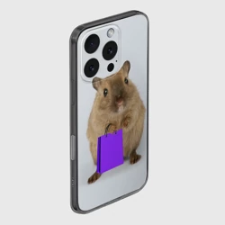 Чехол для iPhone 16 Pro силиконовый с защитой камеры Хомяк с сумкой - фото 2