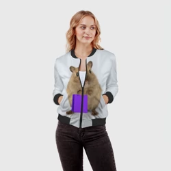 Женский бомбер 3D Хомяк с сумкой - фото 2