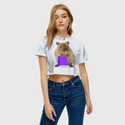 Женская футболка Crop-top 3D Хомяк с сумкой - фото 2