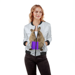 Женский бомбер 3D Хомяк с сумкой - фото 2