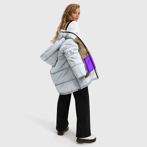 Женская зимняя куртка Oversize Хомяк с сумкой, цвет светло-серый - фото 5