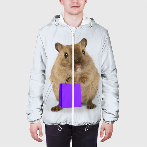 Мужская куртка 3D Хомяк с сумкой, цвет 3D печать - фото 4