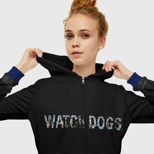 Женская толстовка 3D на молнии Watch Dogs 2, цвет синий - фото 5
