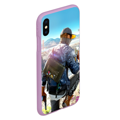 Чехол для iPhone XS Max матовый Watch Dogs 2, цвет сиреневый - фото 3