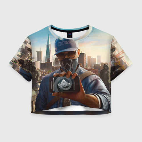 Женская футболка Crop-top 3D Watch Dogs 2, цвет 3D печать