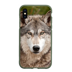 Чехол для iPhone XS Max матовый Волк таежный