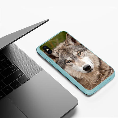 Чехол для iPhone XS Max матовый Волк таежный, цвет мятный - фото 5