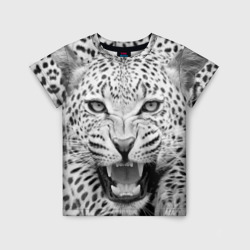 Детская футболка 3D Леопард черно-белый портрет
