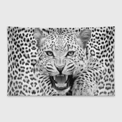 Флаг-баннер Леопард черно-белый портрет