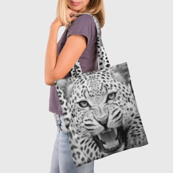 Шоппер 3D Леопард черно-белый портрет - фото 2