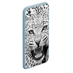 Чехол для iPhone 5/5S матовый Леопард черно-белый портрет - фото 2