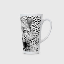 Кружка Латте Леопард черно-белый портрет - фото 2