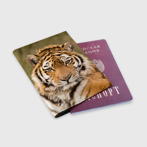 Обложка для паспорта матовая кожа Тигр бывалый - фото 3