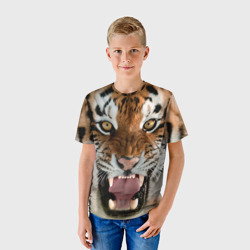 Детская футболка 3D Тигр молодой агрессивный - фото 2
