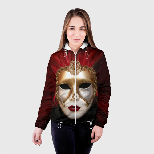 Женская куртка 3D Венецианская маска, цвет белый - фото 3