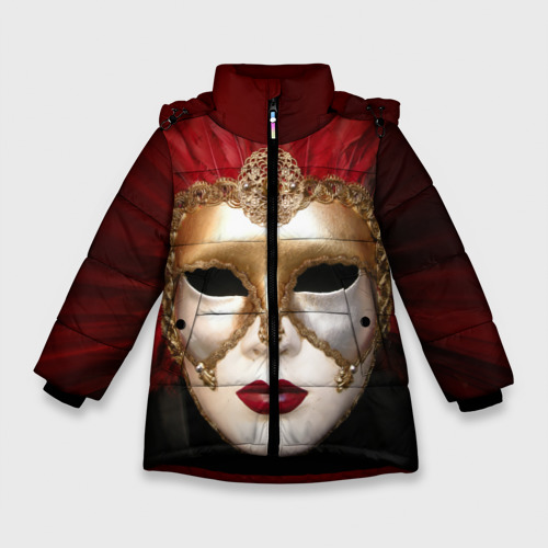 Зимняя куртка для девочек 3D Венецианская маска, цвет черный