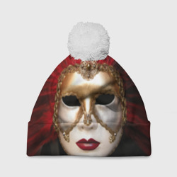Шапка 3D c помпоном Венецианская маска