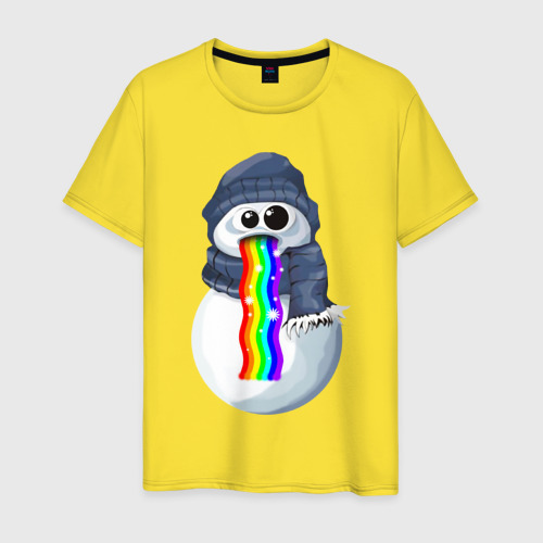 Мужская футболка хлопок Снеговик снэпчат, цвет желтый