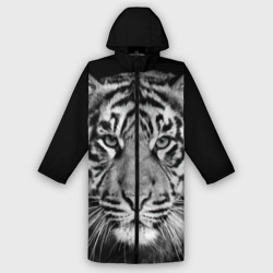 Мужской дождевик 3D Тигр черно-белый портрет