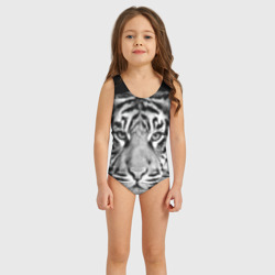 Детский купальник 3D Тигр черно-белый портрет