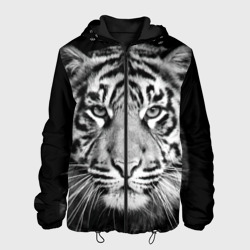 Мужская куртка 3D Тигр черно-белый портрет