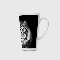 Кружка Латте Тигр черно-белый портрет - фото 2