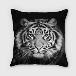Подушка 3D Тигр черно-белый портрет