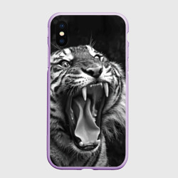 Чехол для iPhone XS Max матовый Тигр  зевает