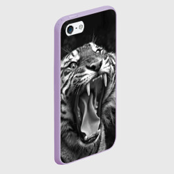 Чехол для iPhone 5/5S матовый Тигр  зевает - фото 2