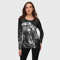 Женский лонгслив 3D Тигр зевает - фото 2