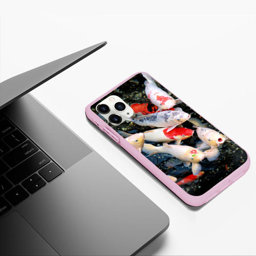 Чехол для iPhone 11 Pro Max матовый Koi Fish карпы кои, цвет розовый - фото 5