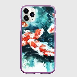 Чехол для iPhone 11 Pro матовый Koi Fish - акварель