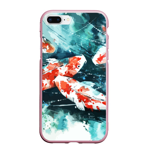 Чехол для iPhone 7Plus/8 Plus матовый Koi Fish карпы кои, цвет розовый