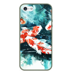 Чехол для iPhone 5/5S матовый Koi Fish - акварель