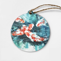 Деревянная игрушка круг Koi Fish - акварель