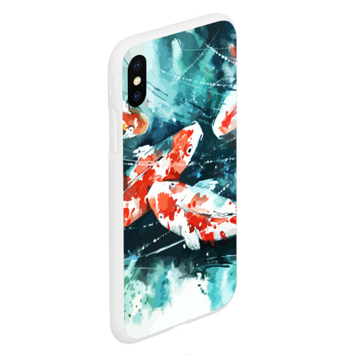 Чехол для iPhone XS Max матовый Koi Fish - акварель, цвет белый - фото 3