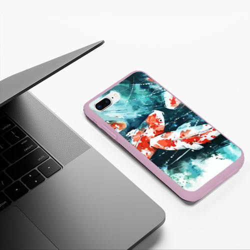 Чехол для iPhone 7Plus/8 Plus матовый Koi Fish карпы кои, цвет розовый - фото 5