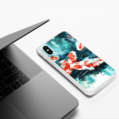 Чехол для iPhone XS Max матовый Koi Fish - акварель, цвет белый - фото 5