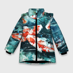 Зимняя куртка для девочек 3D Koi Fish (карпы кои)