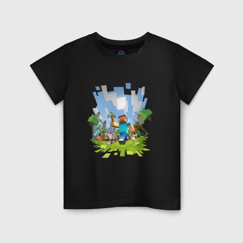 Детская футболка хлопок Minecraft, цвет черный