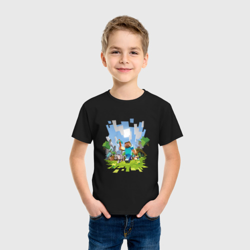 Детская футболка хлопок Minecraft, цвет черный - фото 3
