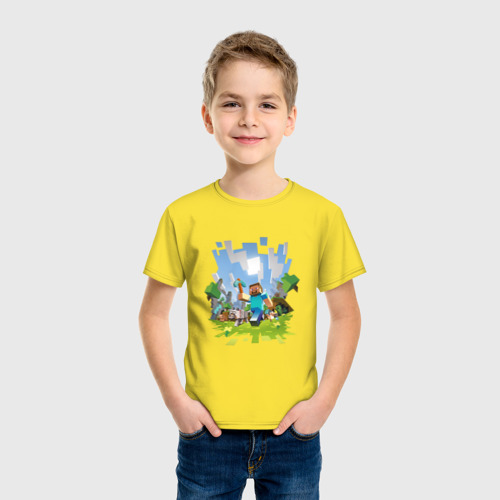 Детская футболка хлопок Minecraft, цвет желтый - фото 3