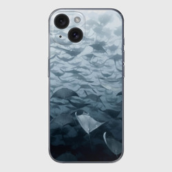 Чехол для iPhone 15 силиконовый с защитой камеры Электрические скаты