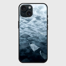 Чехол силиконовый для Apple iPhone 15 матовый Электрические скаты