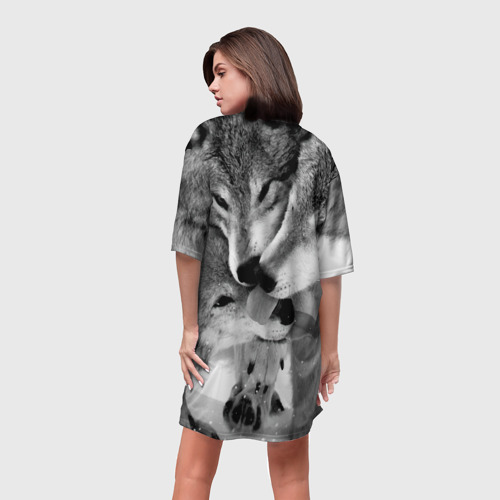 Платье-футболка 3D Волчья семья, цвет 3D печать - фото 4